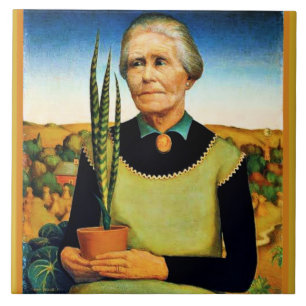 The Woman with Plants by Grant Wood Tile