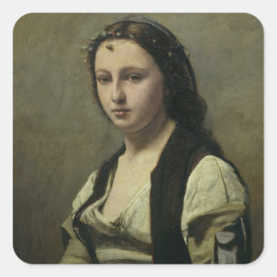 The Woman with the Pearl, c.1842 Square Sticker