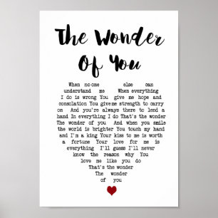 The Wonder Of You Heart Song Lyric Wall Art Print