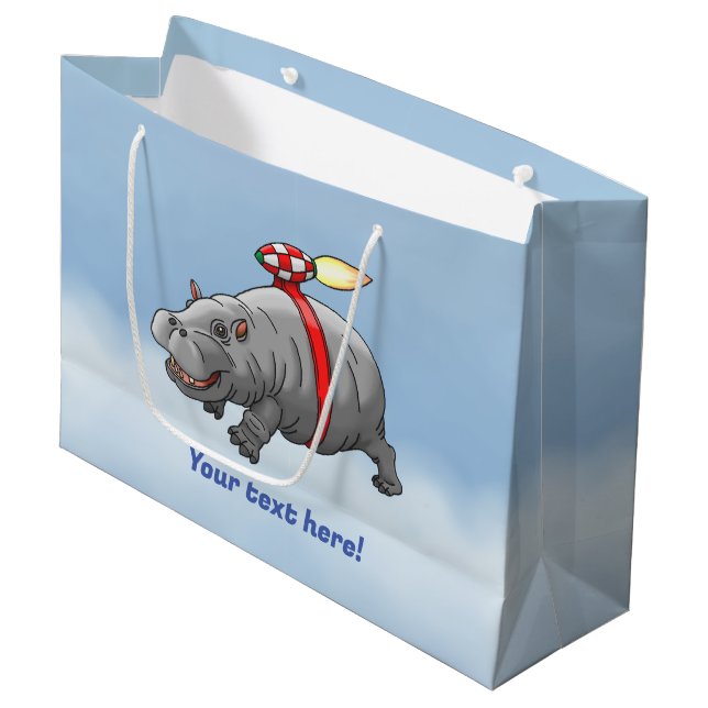 The Wonderful Rocket Hippo Large Gift Bag (Front Angled)