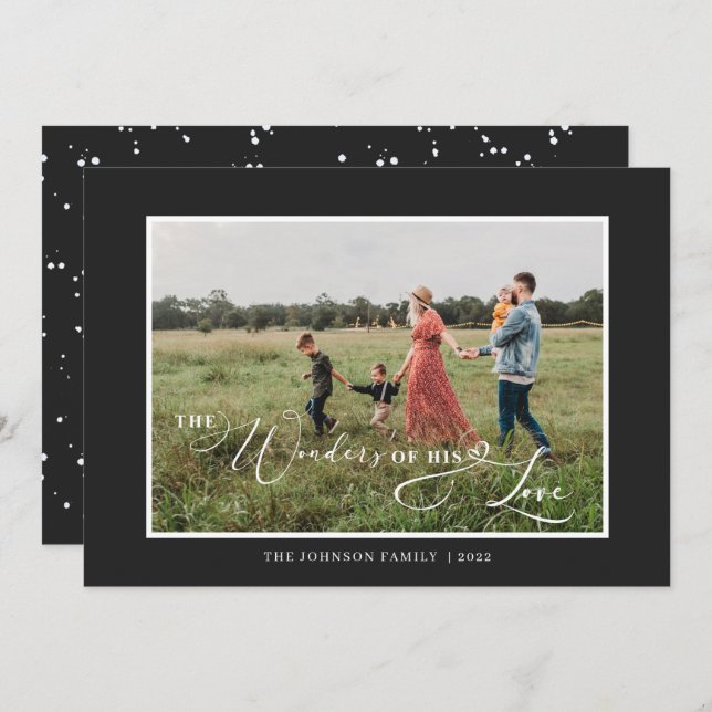 The Wonders of His Love Photo Script Simple Holiday Card (Front/Back)