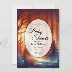 The Woodland Spell of Falling Leaves Baby Shower Invitation