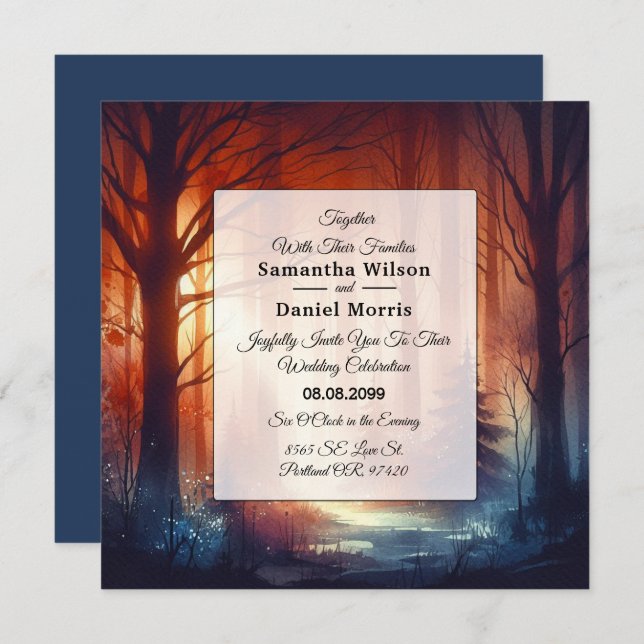 The Woodland Spell of Falling Leaves Wedding Invitation (Front/Back)