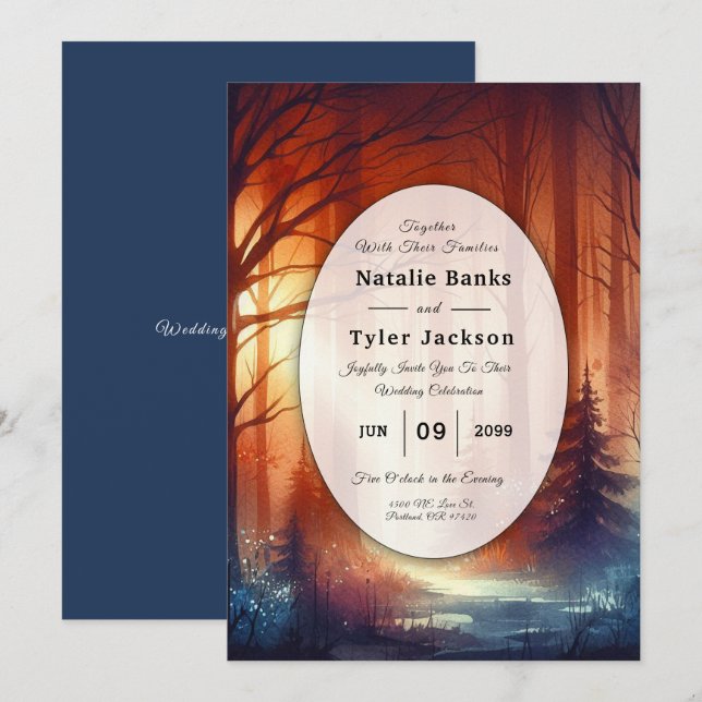 The Woodland Spell of Falling Leaves Wedding Invitation (Front/Back)