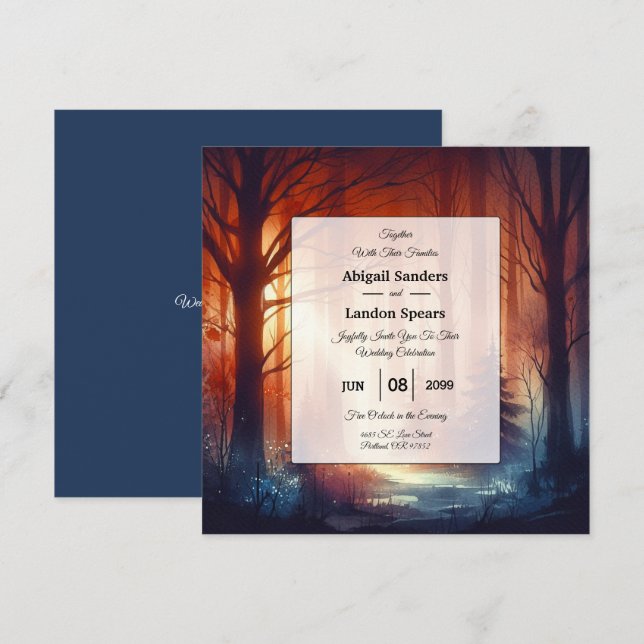 The Woodland Spell of Falling Leaves Wedding Invitation (Front/Back)