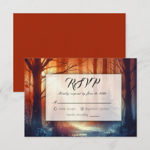 The Woodland Spell of Falling Leaves Wedding RSVP Card