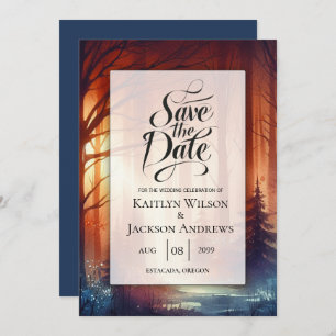 The Woodland Spell of Falling Leaves Wedding Save The Date