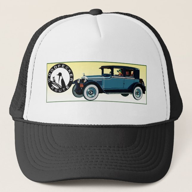 The Woodpecker Route Auto Trail Trucker Hat (Front)
