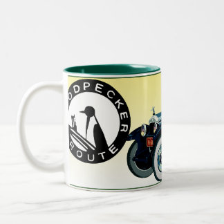 The Woodpecker Route Auto Trail Two-Tone Coffee Mug