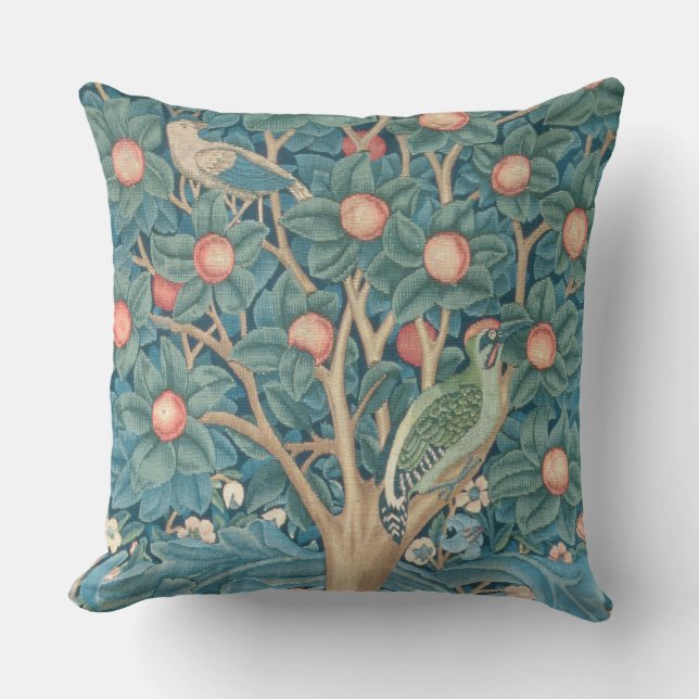The Woodpecker Tapestry, detail of the woodpeckers Cushion (Front)
