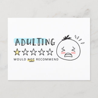 The Woolies Adulting Would Not Recommend Meme Card