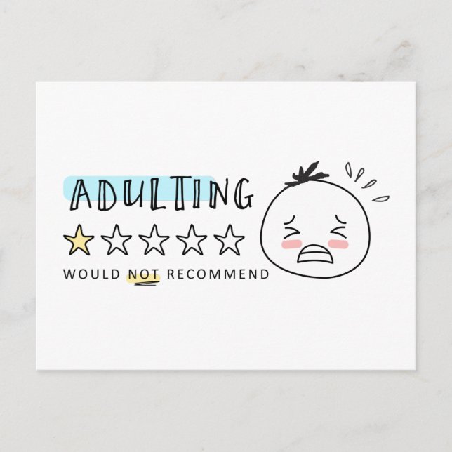 The Woolies Adulting Would Not Recommend Meme Card (Front)