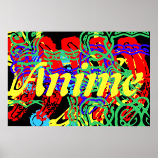 the word Anime with a splash of Color Poster