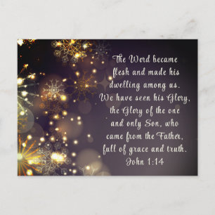 The Word Became Flesh Bible Verse John 1:14 Custom Holiday Postcard