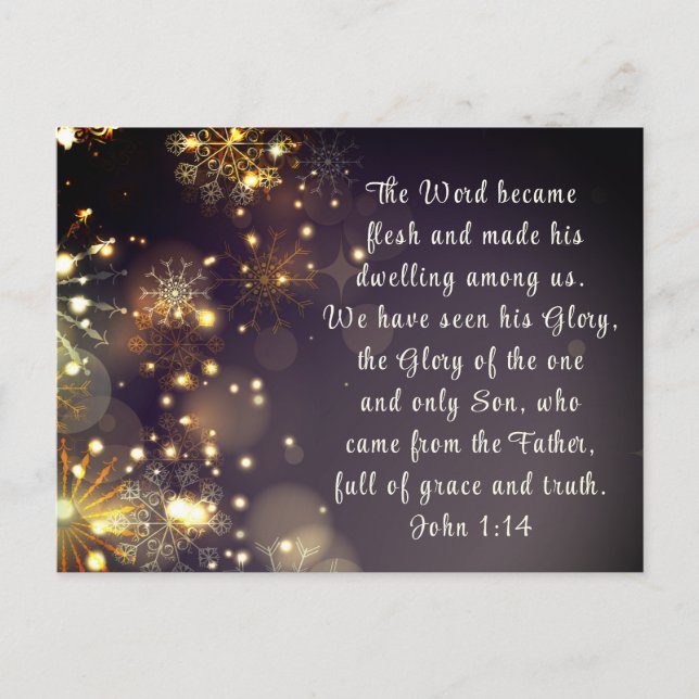 The Word Became Flesh Bible Verse John 1:14 Custom Holiday Postcard (Front)