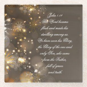 The Word Became Flesh Bible Verse, John 1:14 Glass Coaster