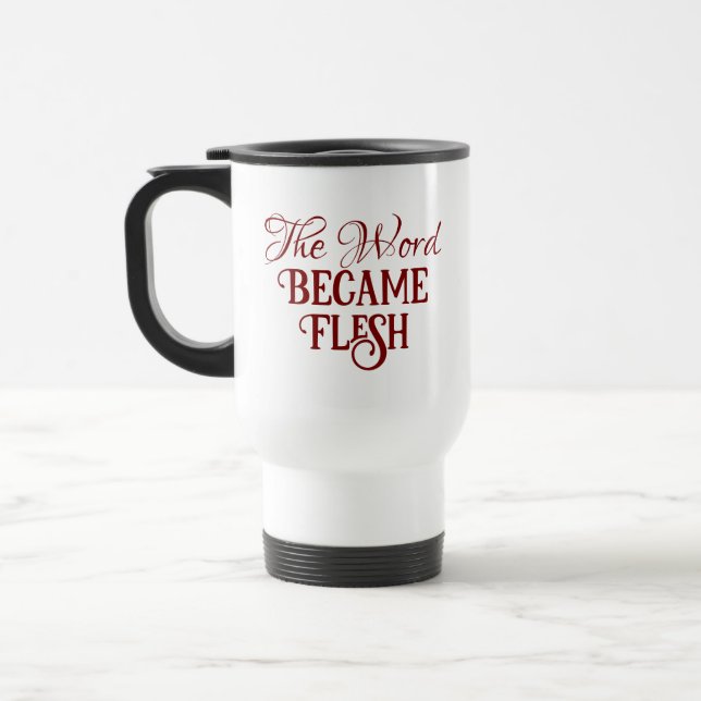 The Word Bible Verse Gospel of John Christian Red Travel Mug (Left)