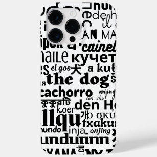 The word dog in various languages ​​black white Case-Mate iPhone 14 pro max case
