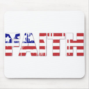 The word " Faith" with American flag Mouse Mat