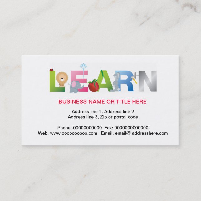 the word learn education business card (Front)