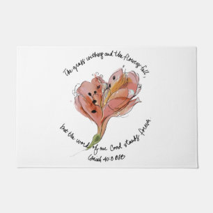 The Word of our God Stands Forever flower artwork Doormat