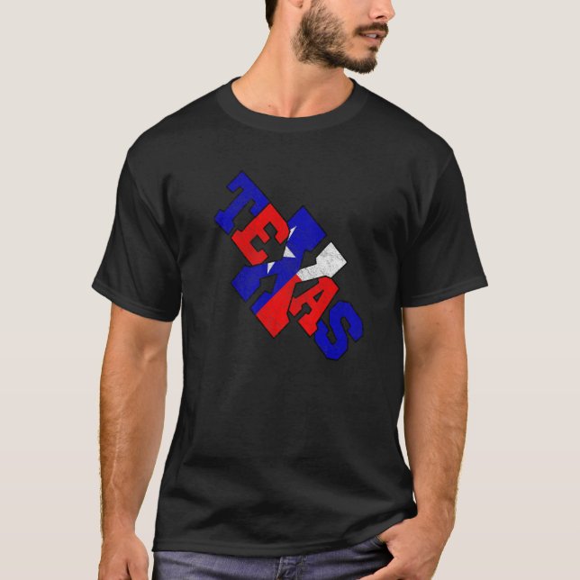 The Word Texas With State Flag Colours Red White A T-Shirt (Front)