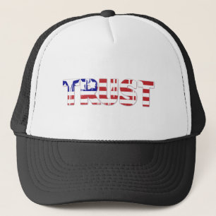 The word " Trust" with American flag Trucker Hat