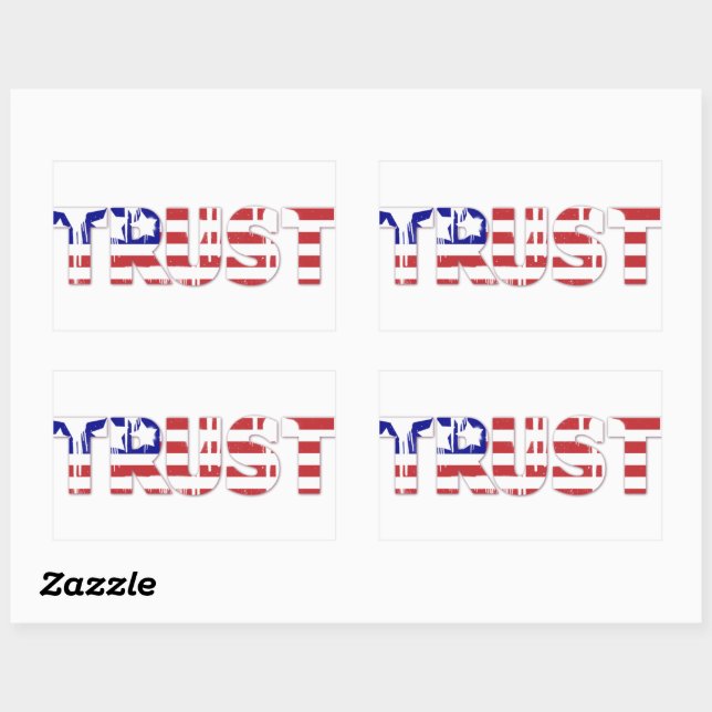 The word Trust with Patriotic American Flag  Rectangular Sticker (Sheet)