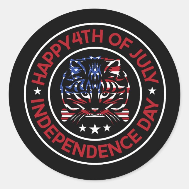 The words 4th of july classic round sticker (Front)