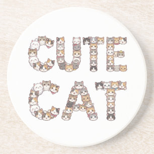 The words "CUTE CAT" are made using cat faces Coaster