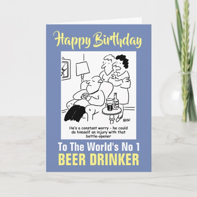 The Word's Number 1 Beer Drinker - Happy Birthday Card (Front)