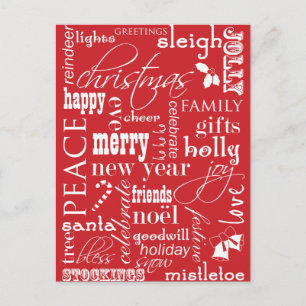 The Words of Christmas Holiday Postcard