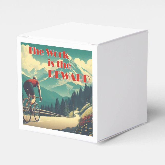 The Work Is The Reward Cyclist Mountains Favour Box (Front Side)