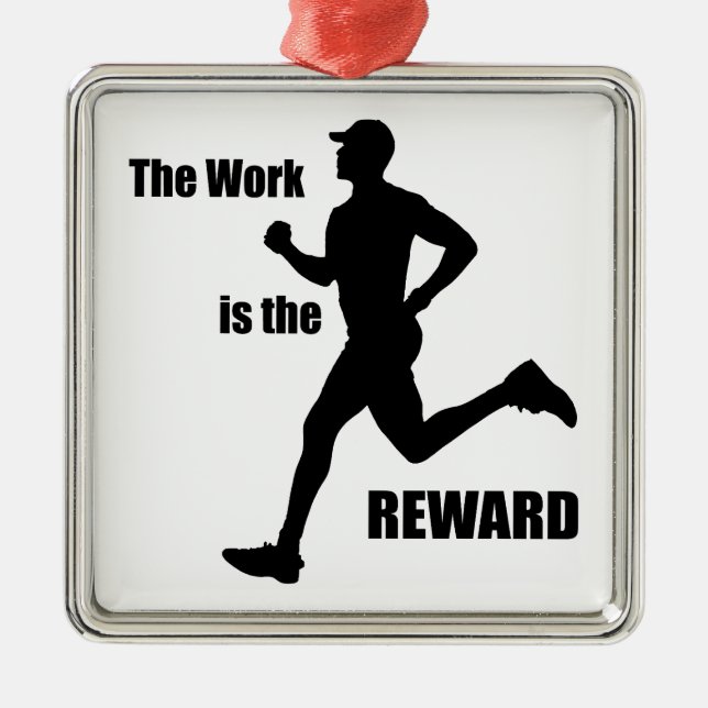The Work Is The Reward Runner Metal Tree Decoration (Front)