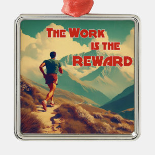 The Work Is The Reward Runner Mountains Metal Tree Decoration