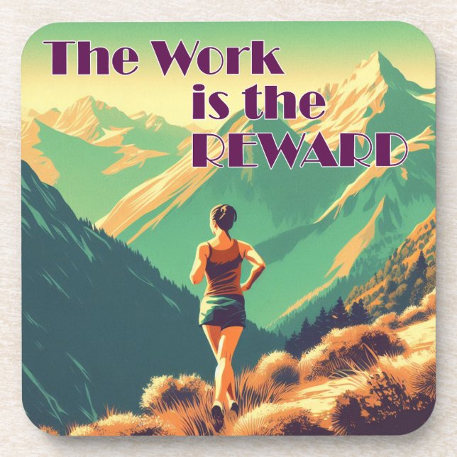 The Work Is The Reward Woman Runner Mountains Coaster (Front)