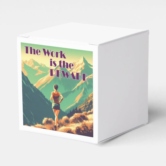 The Work Is The Reward Woman Runner Mountains Favour Box (Front Side)