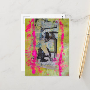 The Working Men Mixed Media Collage Postcard