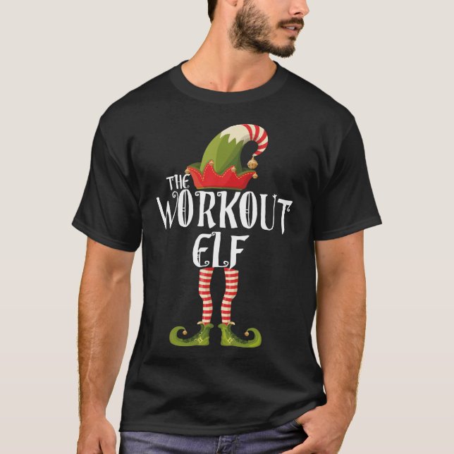 the workout elf family elf matching christmas T-Shirt (Front)
