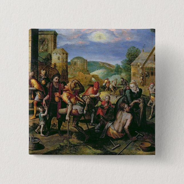 The Works of Mercy 15 Cm Square Badge (Front)