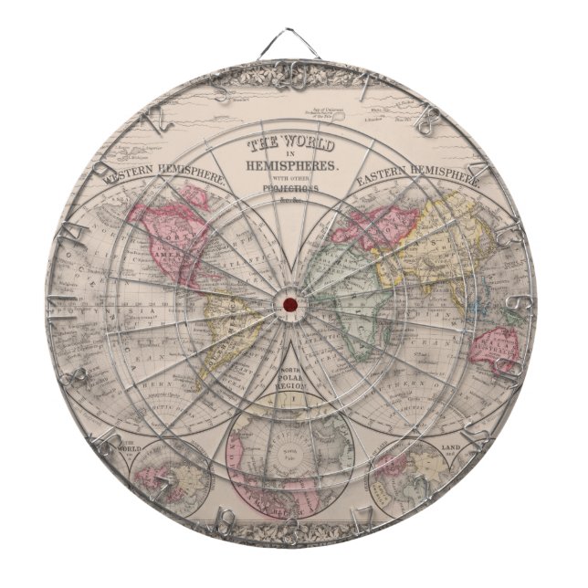 The world 1860 - Eastern & Western hemispheres Dartboard (Front)