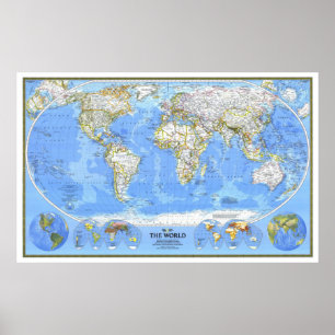 " The World: 1988/heute - Detailed Physical Map .. Poster