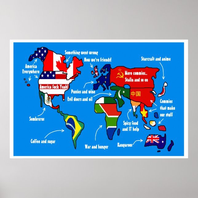 The world according to americans poster (Front)