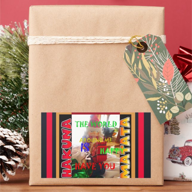 The World Around Me is Happy to Have You - Festive Rectangular Sticker (Holiday)