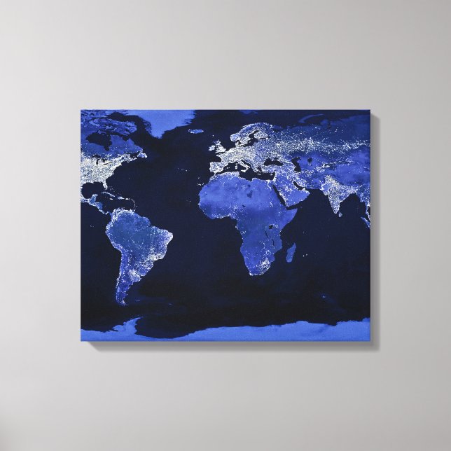 The World at Night - Map, Space Canvas Print (Front)