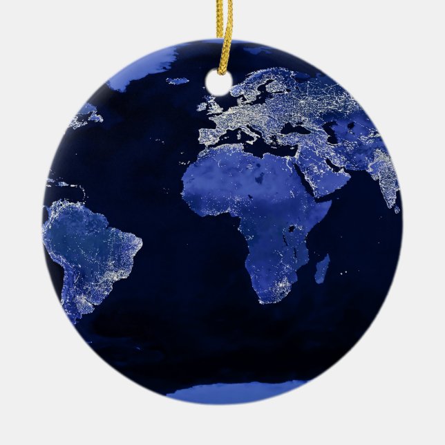 The World at Night - Map, Space Ceramic Tree Decoration (Front)