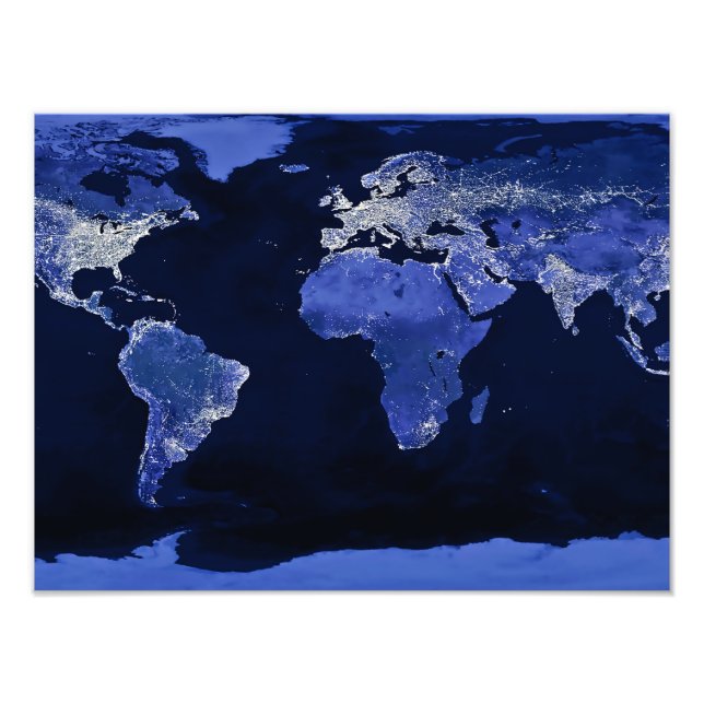 The World at Night - Map, Space Photo Print (Front)