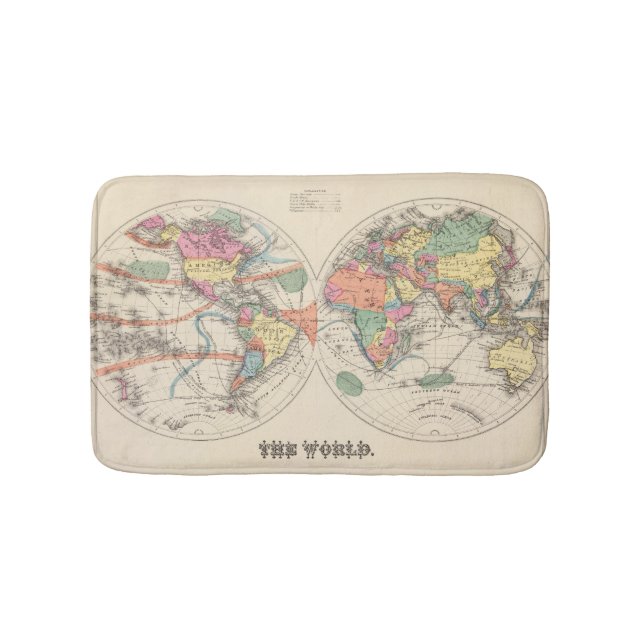 The world Atlas map with currents and trade winds Bath Mat (Front)