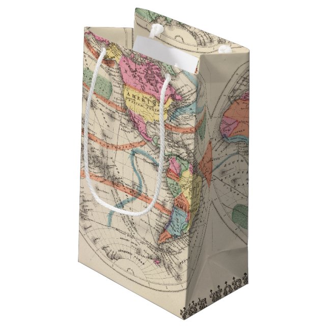 The world Atlas map with currents and trade winds Small Gift Bag (Back Angled)