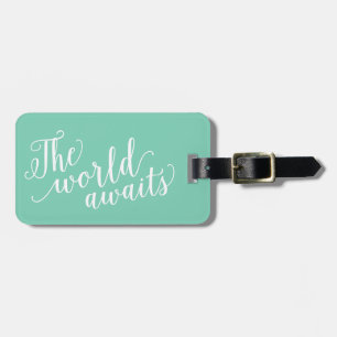 The World Awaits in Seafoam Luggage Tag